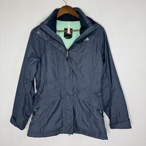 North Face Jacket Womens Small Blue HyVent Hooded Waterproof Rain Hiking